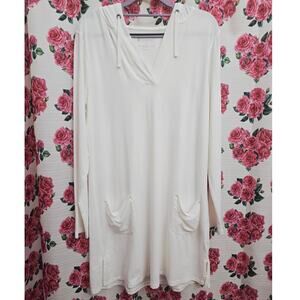 Coolibar White Hooded Athletic Catalina Beach Cover-Up Dress Women's M NWT